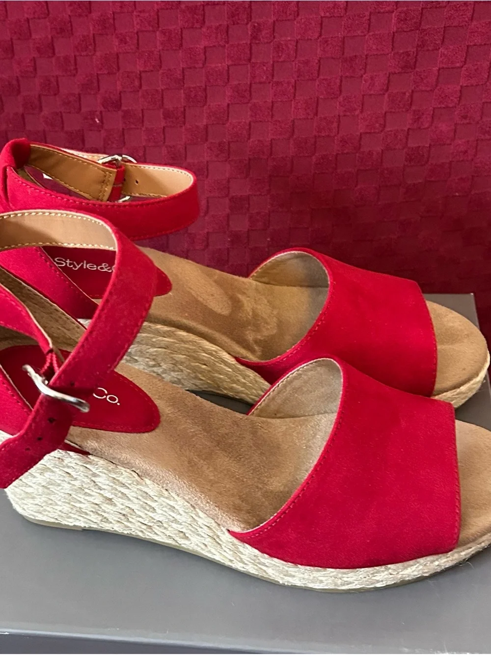 Style & Co. Red Espadrille Wedge Sandals